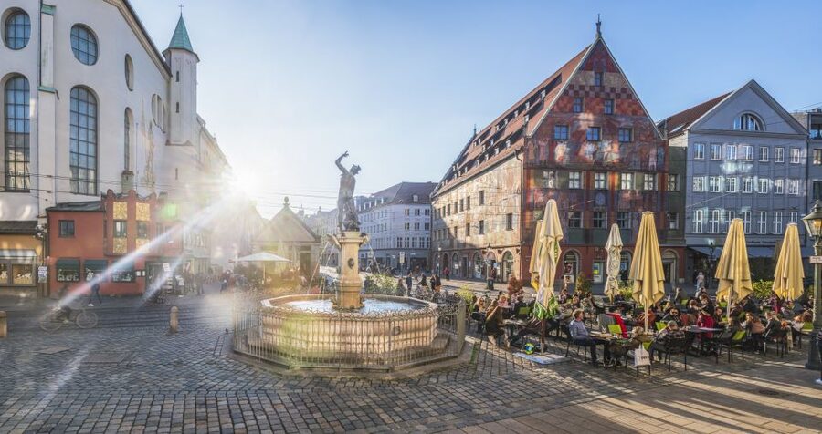 Augsburg's Water Management System - City Walking Tour - Following fountains like a map: Augustus, Merkur, and Herkules