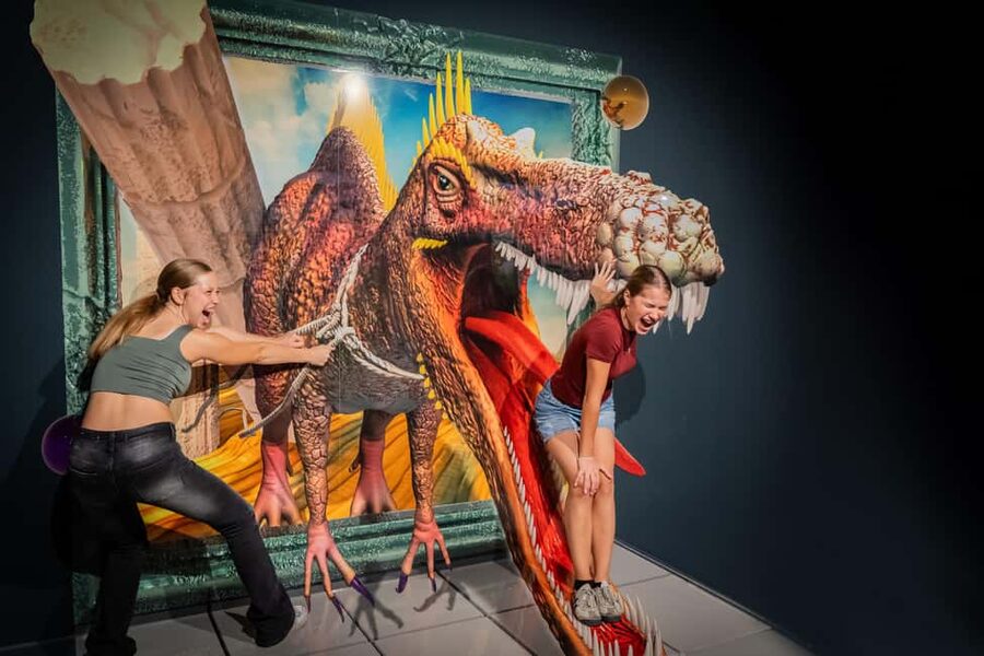 Berlin: 3D Trick Art Museum — Tickets - The illusion scenes: whale, dinosaurs, and a Godzilla-style escape