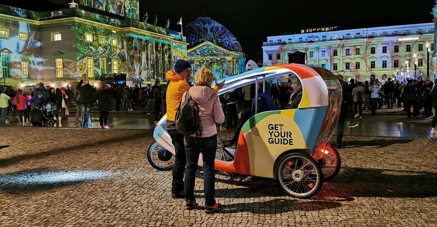 Berlin: Illuminated Berlin by Bike Taxi - Potsdamer Platz Video Mapping to TV Tower Views