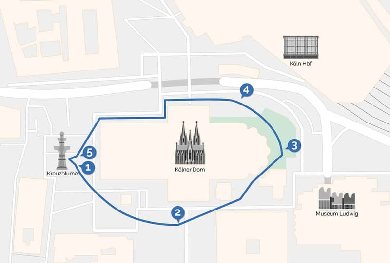 Cologne Cathedral Walking Tour around the cathedral with VR - Getting to Kreuzblume and finding the TIMERIDE finial model