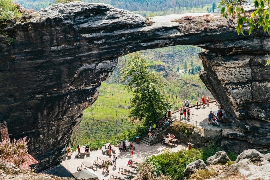 From Prague: Bohemian & Saxon Switzerland Iconic Day Trip - Stop 3: Tisa Rocks, stairs, viewpoints, and that movie-set feeling