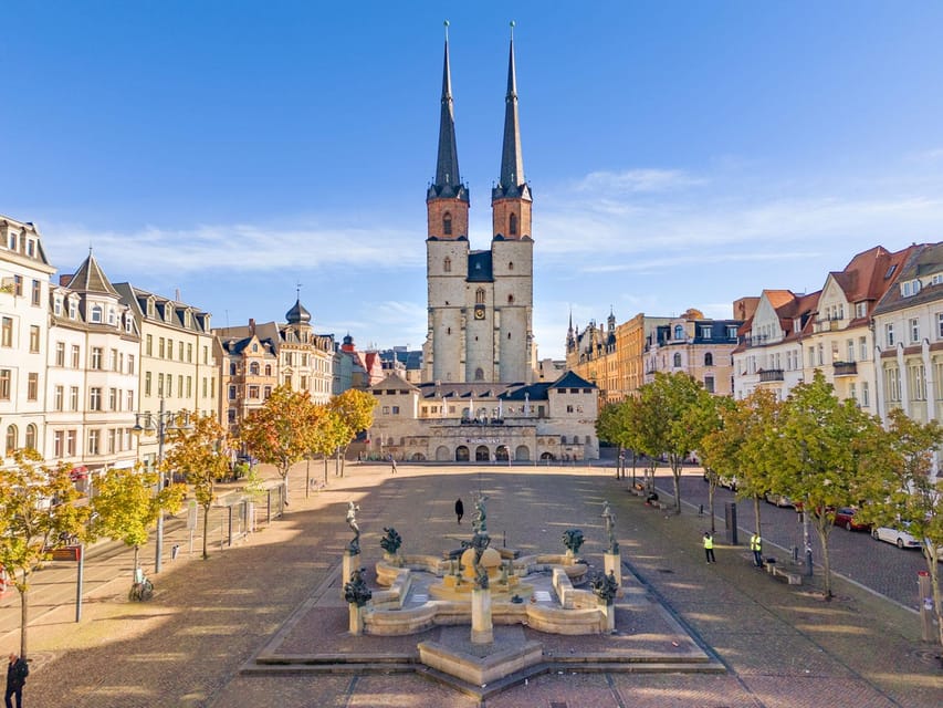 Halle (Saale) : Die Stadtrundfahrt mit dem Bus - The route in plain language: from Hallmarkt to the Saale