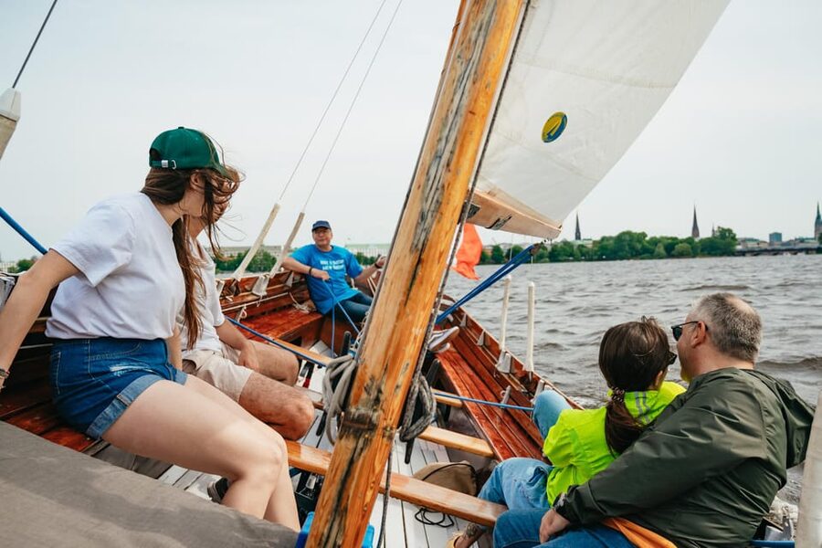 Hamburg: Alster River Sailing Tour on a 2-Masted Sailboat - Hands-on sailing: sheets, sails, and steering at the tiller