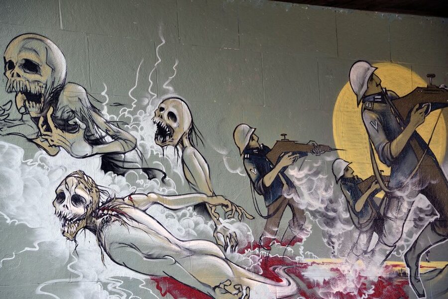 Munich: Street Art Bike Tour - Riding Plus A Boat Break: A Nice Reset Near A Railway Bridge